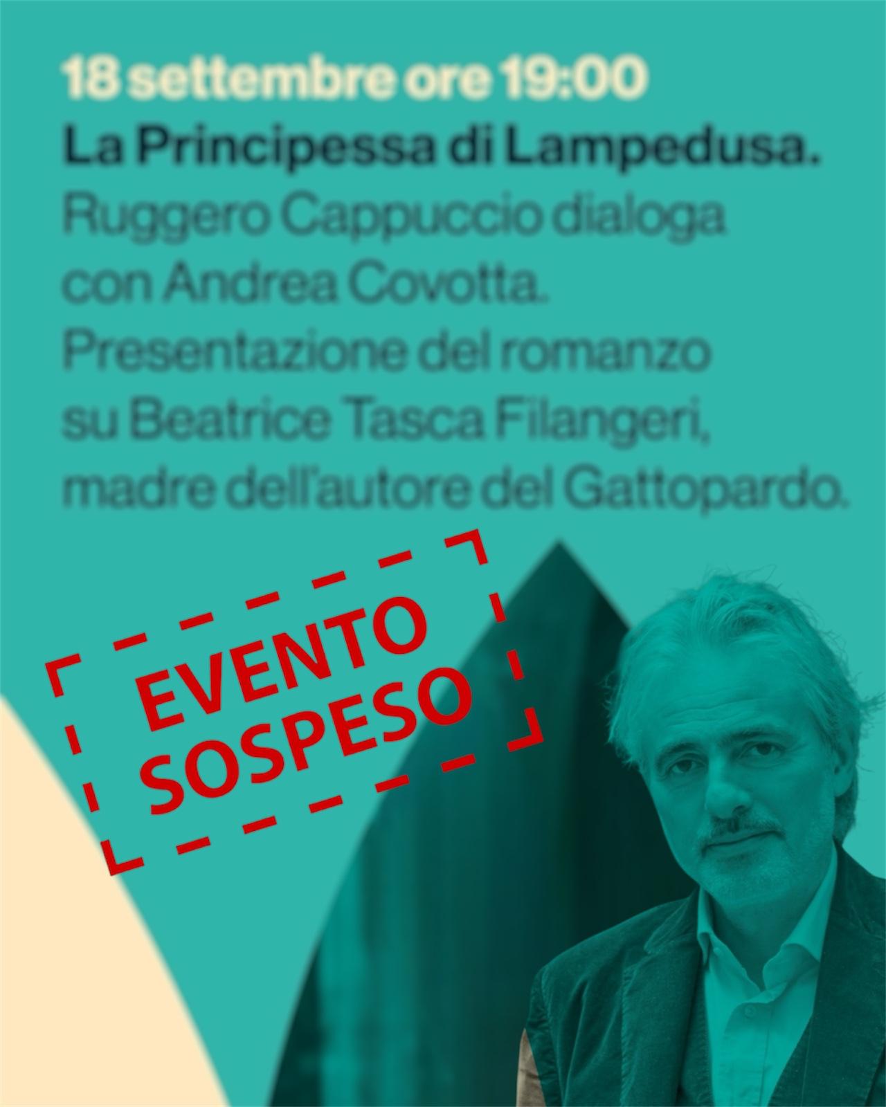 Immagine dell’evento con la scritta 'Evento sospeso' in evidenza.